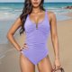 thumbnail image 5 of Trajes de baño de una pieza para mujer, traje de baño de bikini con tirantes y espalda descubierta de color liso para mujer, 5 of 5