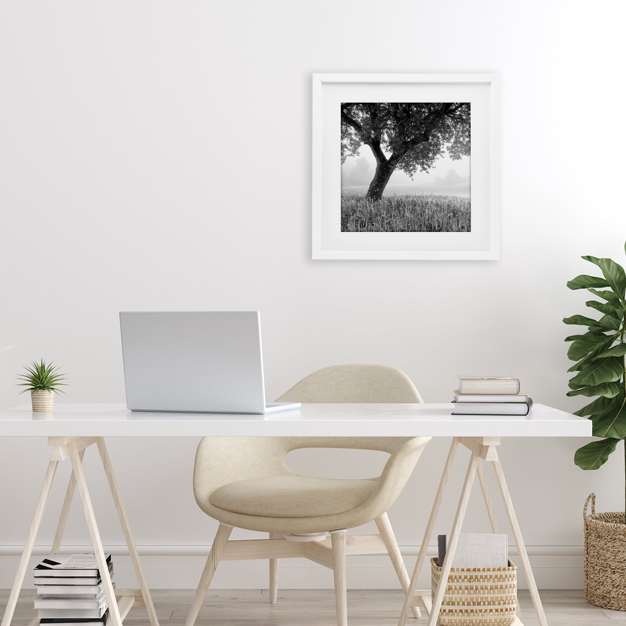 Stupell Industries Tuscan Morning Oak in Mist White Framed Print Under Glass, design by Chip Forelli