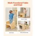thumbnail image 2 of VEVOR Montessori Weaning Table and Chair Set, 3 In 1 Wooden Toddler Table and Chairs with Chalkboard, Adjustable Height Montessori Chair for Ages 1-5, Ideal for Drawing, Reading, Eating - Natural, 2 of 9