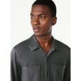 Free Assembly Men's Garment Dyed Button Down Shirt with Long Sleeves