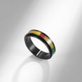 thumbnail image 2 of PAMTIER Unisex Stainless Steel 6MM Rainbow Flag Stripe LGBT Gay Lesbians Pride Rotatable Lucky Ring Friendship Anxiety Fidget Band Black Size 7, 2 of 5
