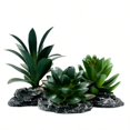 thumbnail image 2 of Reptile Artificial Plants Succulent Terrarium Decor Desert Rainforest Plant Beard Chameleon Gecko Snake Amphibious Sea Turtle Tank Accory Dark-Green-3pcs-Se, 2 of 5