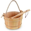 Sauna Bucket with Ladle Handmade Wooden Sauna Bucket Sauna Spa Accessory, 5 Liter (1.3 Gallon)