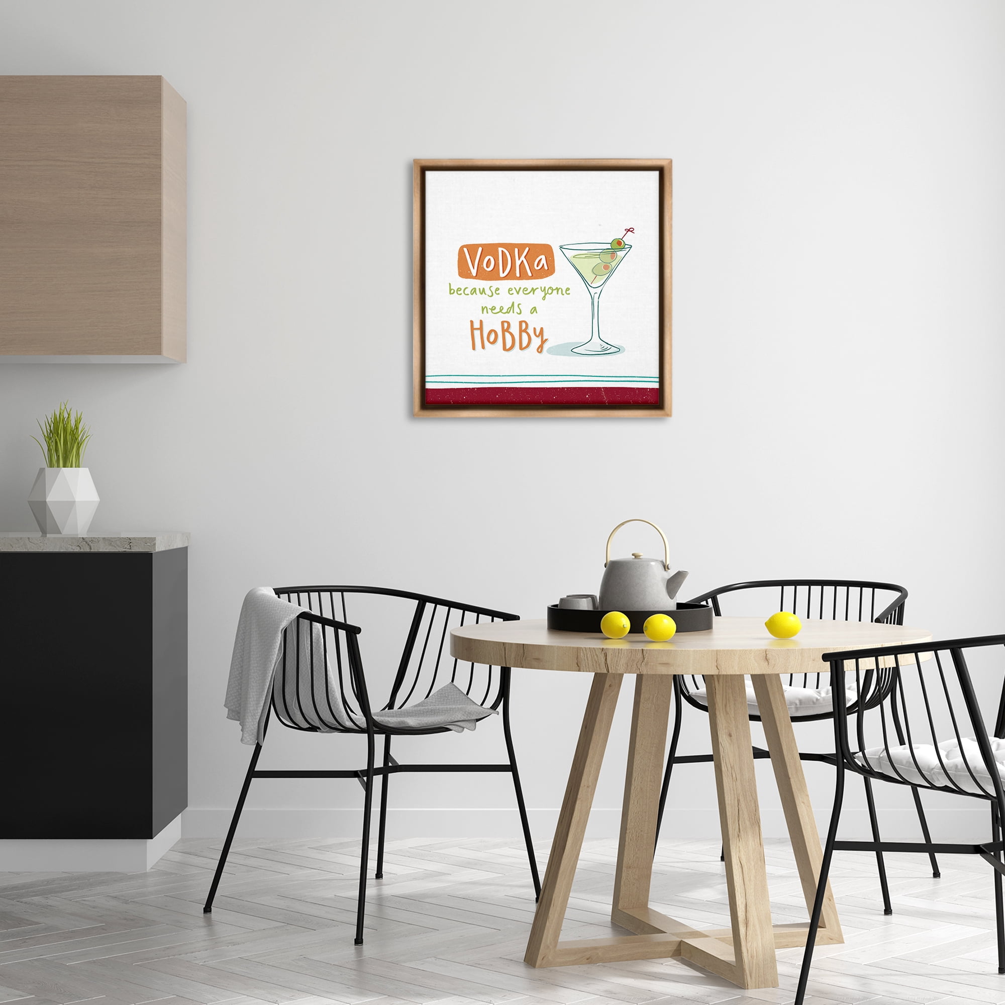 Stupell Industries Funny Vodka Phrase Food & Beverage Painting Brown Floater Framed Canvas Art Print Wall Art, 25 x 25