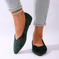thumbnail image 2 of Rokment Glitter Dress Shoes for Women Ladies Bride Wedding Sparkly Velvet Pointed Toe Ballet Flat Dressy Walking Slip-On Loafers Business Work Green Size 6.5, 2 of 8