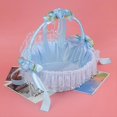 thumbnail image 2 of Panier à fleurs portable en dentelle pour mariage, contenant à bonbons, fournitures de cérémonie, décoration, bleu, 2 of 4