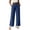 Blue#1, variant on Women Wide Leg Pants Elastic Waist Ankle Length Pants with Tassel Hem Loose Comfy Stylish Flowy Casual Summer Vacation Beach Pants
