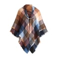 thumbnail image 5 of Time and Tru Women's Plaid Toggle Poncho, Tan/Brown, Sizes S/M-L/XL, 5 of 5