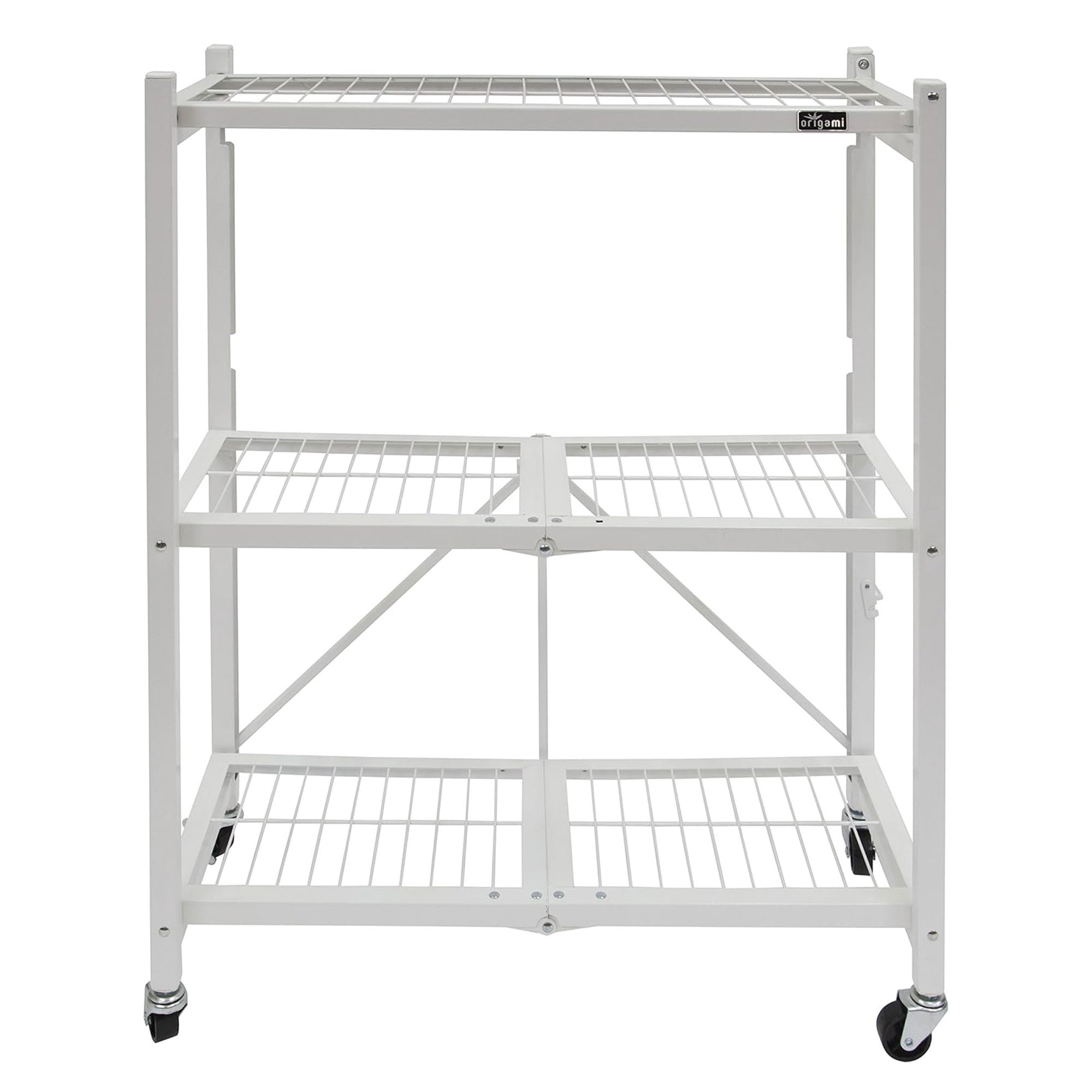 Origami 2-Pack Multipurpose Foldable 3-Tier Shelf Storage Racks, R3, White