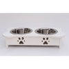 Woodland Imports Carved Paws Double Bowl Elevated Feeder