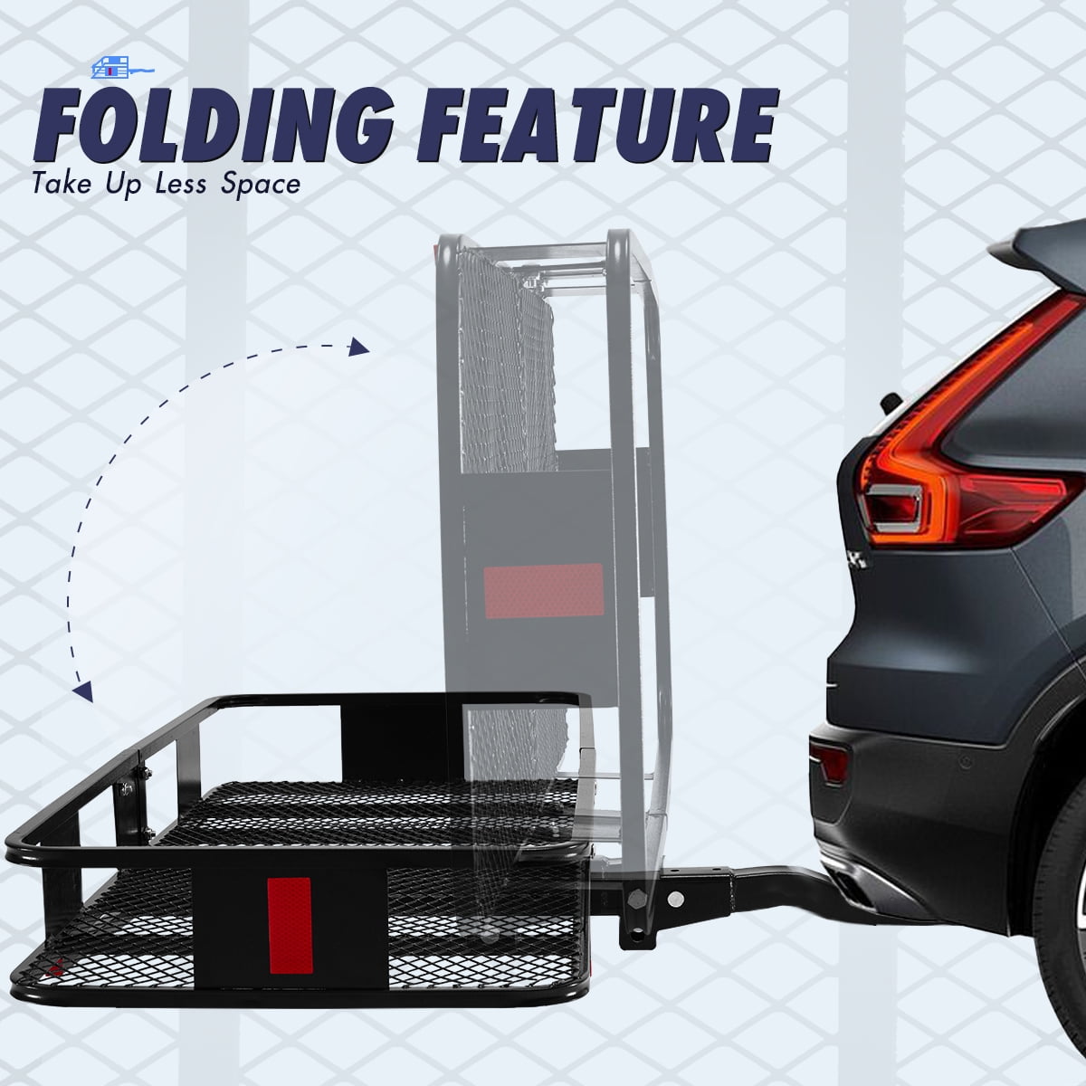 King Bird 60"x24"x6" Folding Hitch Cargo Carrier HD Steel for Trailer, Fits 2" Receiver