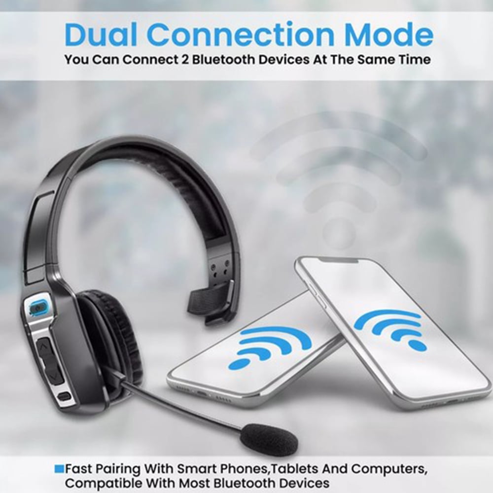 Trucker Wireless Headset Bluetooth 5.2 Earpiece Dual Mic Earbud Noise Cancelling