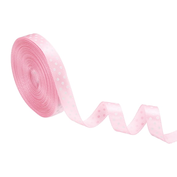 Polka Dots Grosgrain Ribbon 3/8 Inch, 10 Yard Spool for Gift Wrapping for Gift Wrapping Light Pink