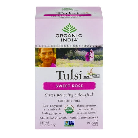 India Sweet Fruit - Organic India Tulsi Holy Basil Sweet Rose Herbal Supplement Infusion Bags, 1.01 OZ
