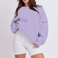 thumbnail image 2 of Zpanxa Sweatshirt for Women Long Sleeve Crewneck Pullover Tops Cute Solid Color Shirts with Pockets Fall Winter Fashion Clothes for Women Teen Girls Purple S, 2 of 6