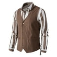 thumbnail image 4 of Vest For Men Qiggri Men Solid Fashion Retro Have Pockets Breasted Vest Tops Blouse Suit Vest For Men, 4 of 9