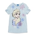 thumbnail image 4 of Disney Frozen Elsa Princess Anna T-Shirts Leggings and Active Retro Dolphin Shorts 4 Piece Outfit Set Toddler to Big Kid, 4 of 5