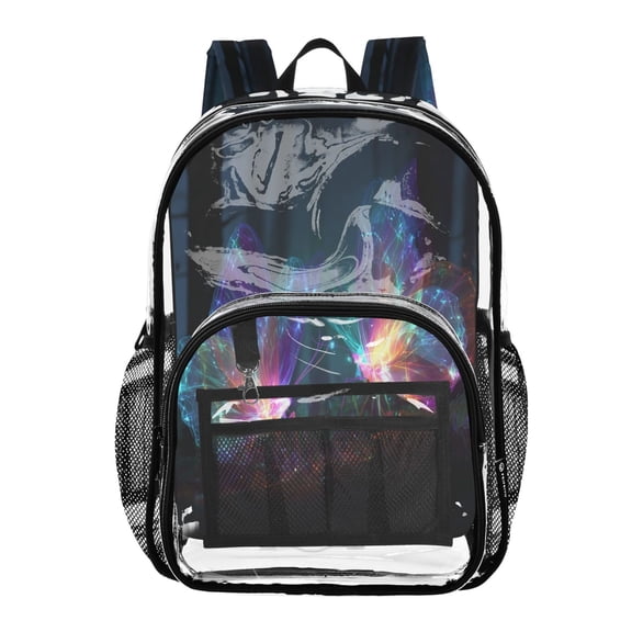 PVC Transparent Backpack Stylish & Durable Clear Backpack Perfect for School, Travel and Outings Neon Butterfly
