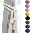 thumbnail image 1 of D-GROEE 2Pcs Simple Style Natural Solid Color Weaving Cotton Rope Curtain Holdback, Curtain Decorative Holdbacks for Drapery Tieback, 1 of 7