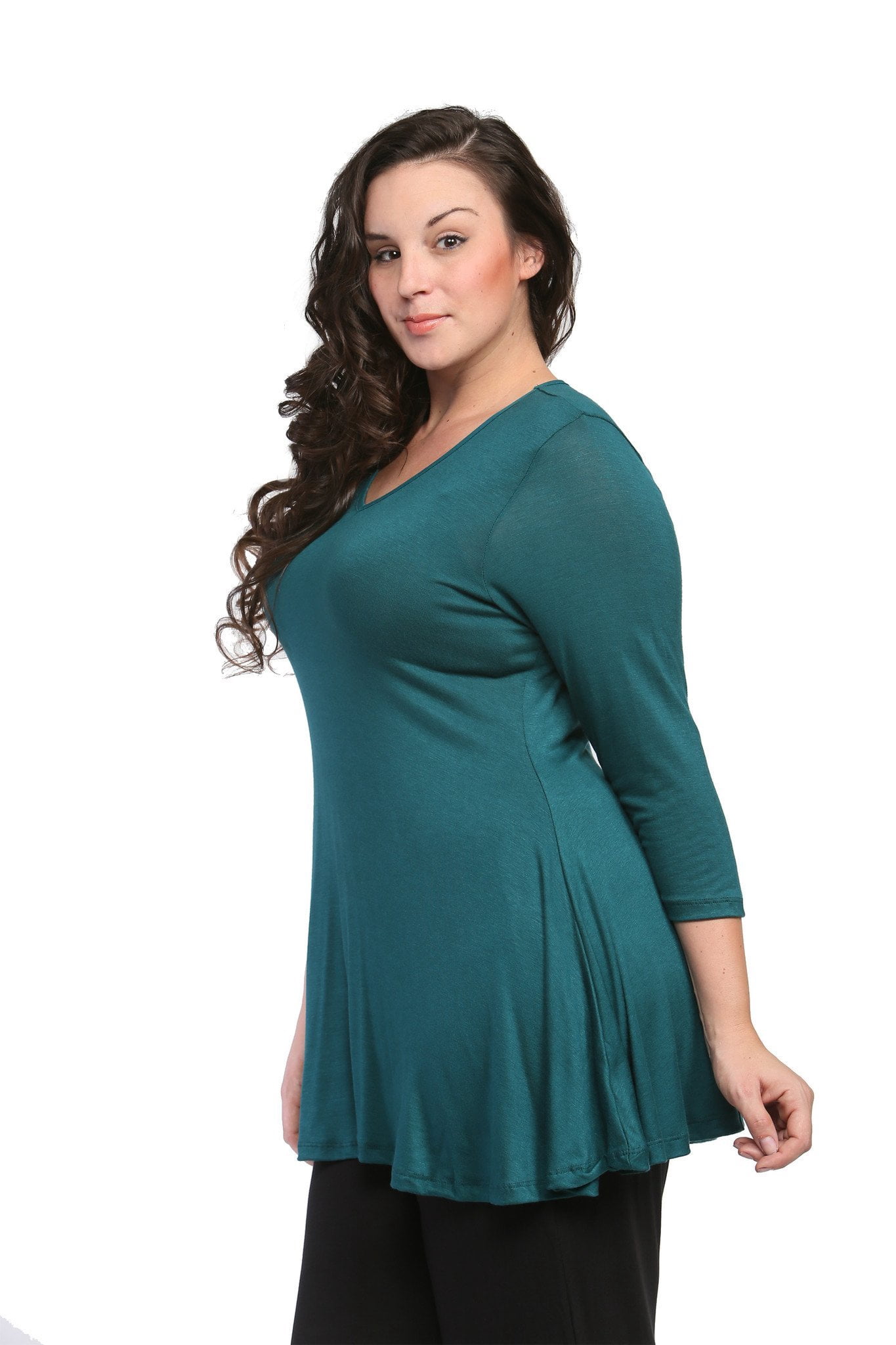 Women's Plus Size 3/4 Sleeve V-neck Tunic