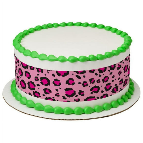 Pink Cheetah Print 3 Strips Edible Frosting Photo Cake Border Decoration #591