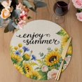 thumbnail image 3 of Summer Sunflowers Round 13 Inch Placemats Set of 8, Country Botanical Budding Flowers HeatResistant Non Slip Place Mats for Dining Table, Wipeable Braided Kitchen Table Mats for Housewarming, 3 of 9