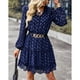 thumbnail image 1 of Vestido De Lunares, Vestido De Mujer De Cintura Alta Lindo Poliéster Casual Encaje Cuello Panel Impreso Para El Trabajo ANGGREK No, 1 of 7