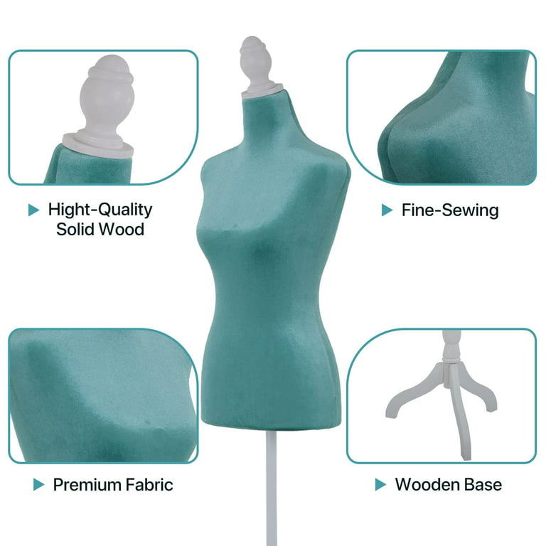 Female Mannequin Torso Mannequin Body Dress Form Mannequin Height  Adjustable 49.6-63.4 Inch with Wooden Tripod Stand for Window Display Store  Dress Jewelry Display Sewing (Green) 