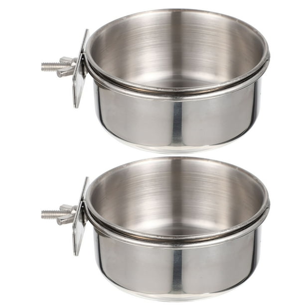 2 Comederos de acero inoxidable para loros (2 unidades). Incluye comedero para pájaros y bebedero para jaula.