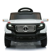 Electric Cars for Kids, 6V Battery-Powered Toy Car, Single Drive Electric Car with Remote Control, 3 Speeds, White