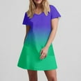 thumbnail image 6 of Xihbxyly Women's Dress Oversized Gradient Print Off the Shoulder Mid-Length Dress Casual Slim Fit Short Sleeve Ruffle Flowy Dresses, 6 of 7