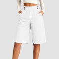 thumbnail image 2 of felwors Womens Casual Bermuda Shorts Knee Length Wide Leg 2 Pockets White for Size XL, 2 of 7