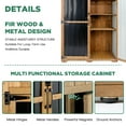 thumbnail image 3 of Outdoor Storage Cabinet Wood & Metal, Storage Shed with Weatherproof Double Lock for Anti-Theft Removable Shelves Adjustable Feet Wooden Floor for Patio, Garden, Backyard, Lawn, 3 of 8
