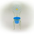 thumbnail image 3 of Alpine Corporation 9" x 24" Iron Flower Planter Stand with 7" Pot, Blue/Green, 3 of 16