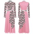 thumbnail image 5 of Nyeemya Liturgical Praise Dance Dress for Women Long Sleeve Mock Neck Printed Metallic Worship Church Gowns Pink XXL, 5 of 6
