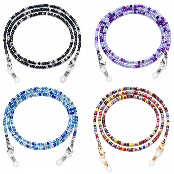 4Pcs Beaded Eyeglass Chains for Women, Sunglass Holder Strap Around Neck