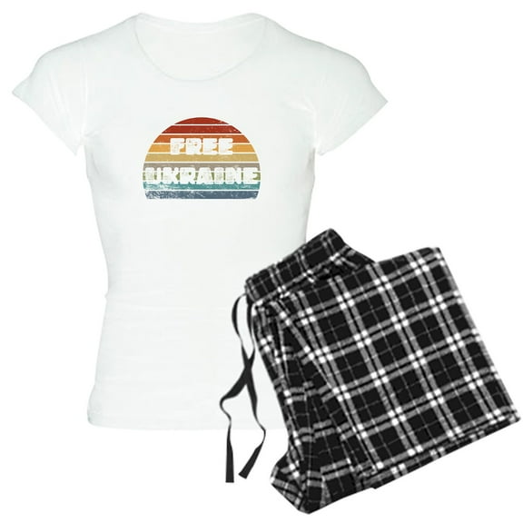 CafePress - Free Ukraine - Women's Short Sleeve Print T-Shirt and Pants Light Cotton Pajama Set