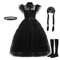 thumbnail image 1 of Addams-Disfraz de Cosplay de Wednesday para niña, Vestidos para niños, Carnaval, Pascua, fiesta de disfraces de Halloween para 3-12 años, novedad de 2023, 1 of 4