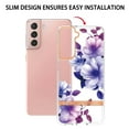 thumbnail image 5 of Allytech Galaxy S21 Case, Flower Series Clear Crystal Rubber TPU Back Cover Anti-yellow Shockproof Heavy Duty Protection Antis-scratch Case Cover for Samsung Galaxy S21, Purple Flower, 5 of 5