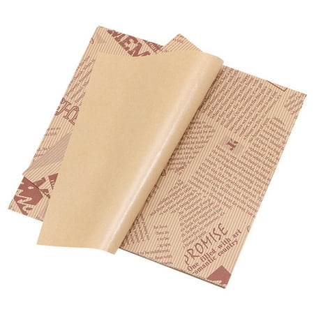 

Naturegr 100Pcs Food Wrapping Paper Exquisite Pattern Eye-catching Newspaper Themed Cake Wrapping Papers Burger Wrappers Kitchen Supplies