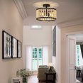 thumbnail image 4 of GoYeel Semi Flush Mount Ceiling Light Fixtures 3-Light Wooden Beaded Chandeliers Farmhouse Black, 4 of 8