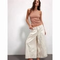 thumbnail image 4 of Pantalones Vaqueros Anchos para Mujer, Holgados, con Cintura Elástica, Botones, Estilo Boyfriend, Informales, Sueltos, con Bolsillos. Beige S, 4 of 8