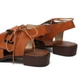 thumbnail image 5 of OAVQHLG3B Women's Casual Hollow Side Lace Up Leather Woven Back Low Heel Roman Sandals, 5 of 6