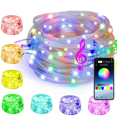 

DONGPAI Smart Christmas Fairy Lights USB Powered 16.4ft Twinkle Lights RGB Color Changing with Music Mode App Control Waterproof for Christmas Indoor Outdoor Decoration