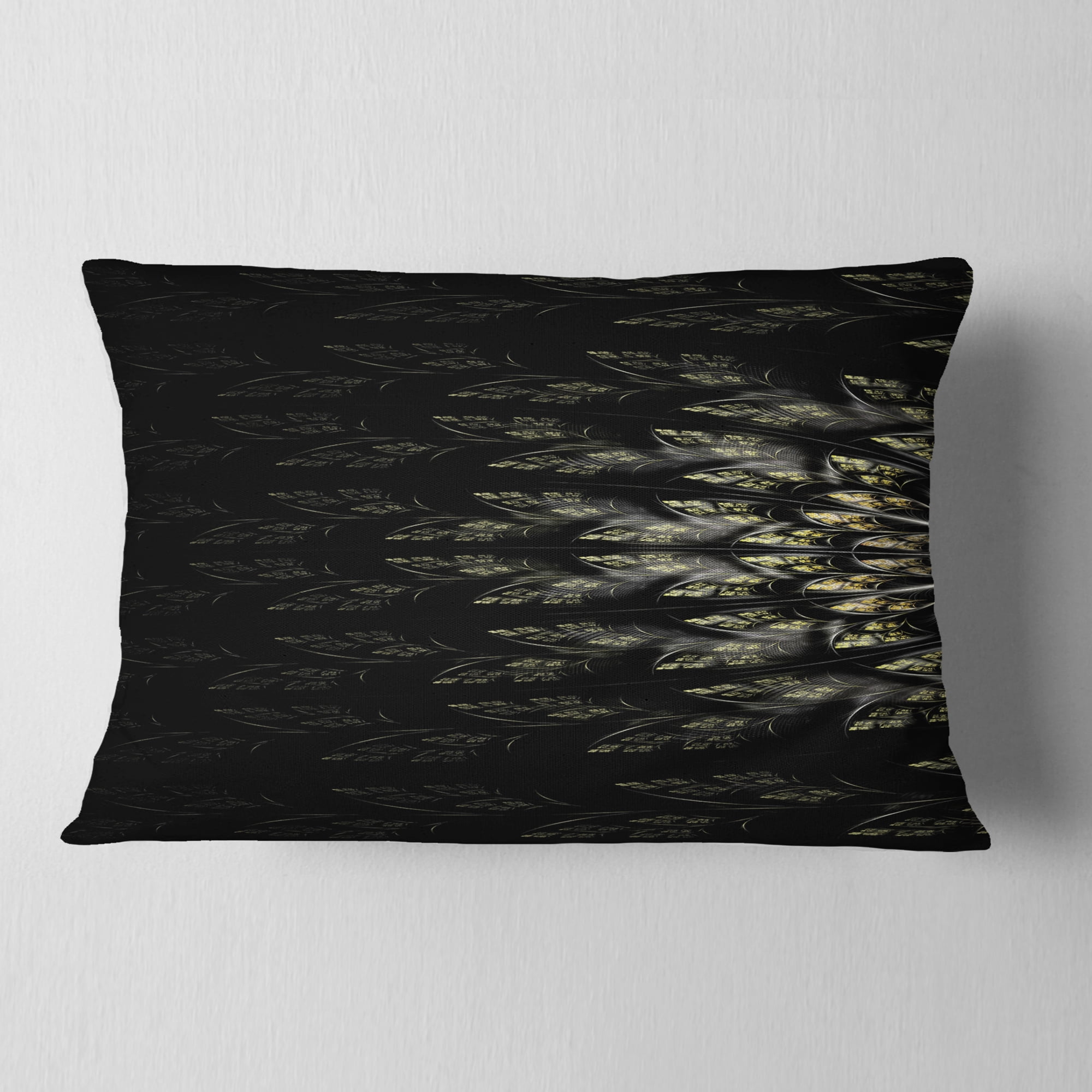 Designart Glowing Symmetrical Fractal Flower - Abstract Throw Pillow - 12x20