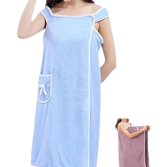 Tank Top Towel Robe for Women with Pocket, Soft Coral Fleece Wearable Towel Wrap for Shower, Pool, Spa, and Beach, Hands-Free Drying and Comfortable Fit