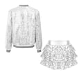 thumbnail image 4 of vastwit Kids Girls Hip Hop Jazz Latin Dance Outfit Sequin Sparkle Jacket with Tiered Mini Skirt Set Dancewear Silver 10, 4 of 7