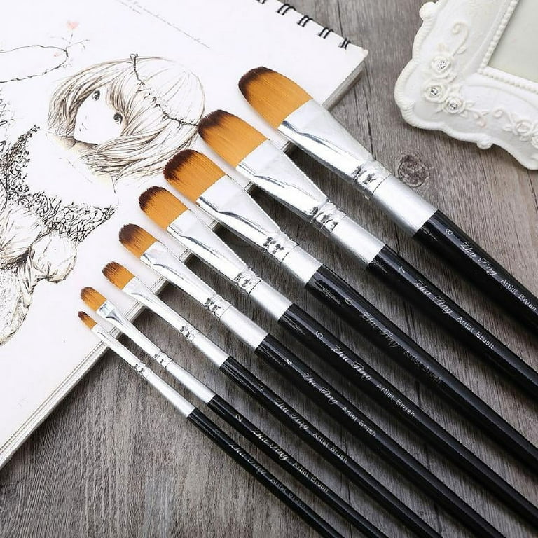 HeroNeo 8 PCS Filbert Brushes with for Case for Acrylic Oil Watercolor  Artist Professional Painting Kits with Synthetic Nylon Ti 