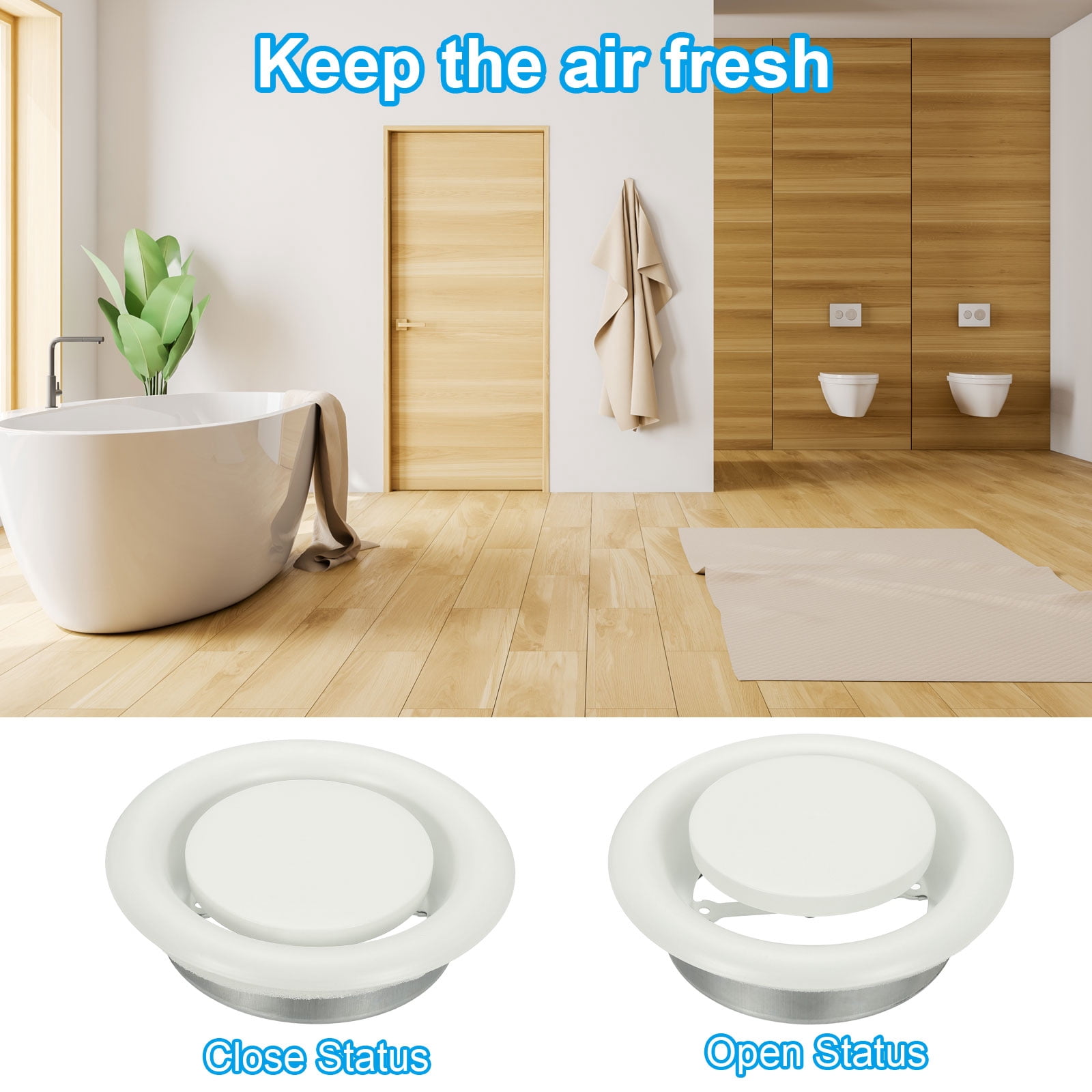 Uxcell Round Ceiling Diffuser Metal Adjustable Wall Air Vent Diffuser Vent Duct Cover Exhaust Supply 6 Inch White