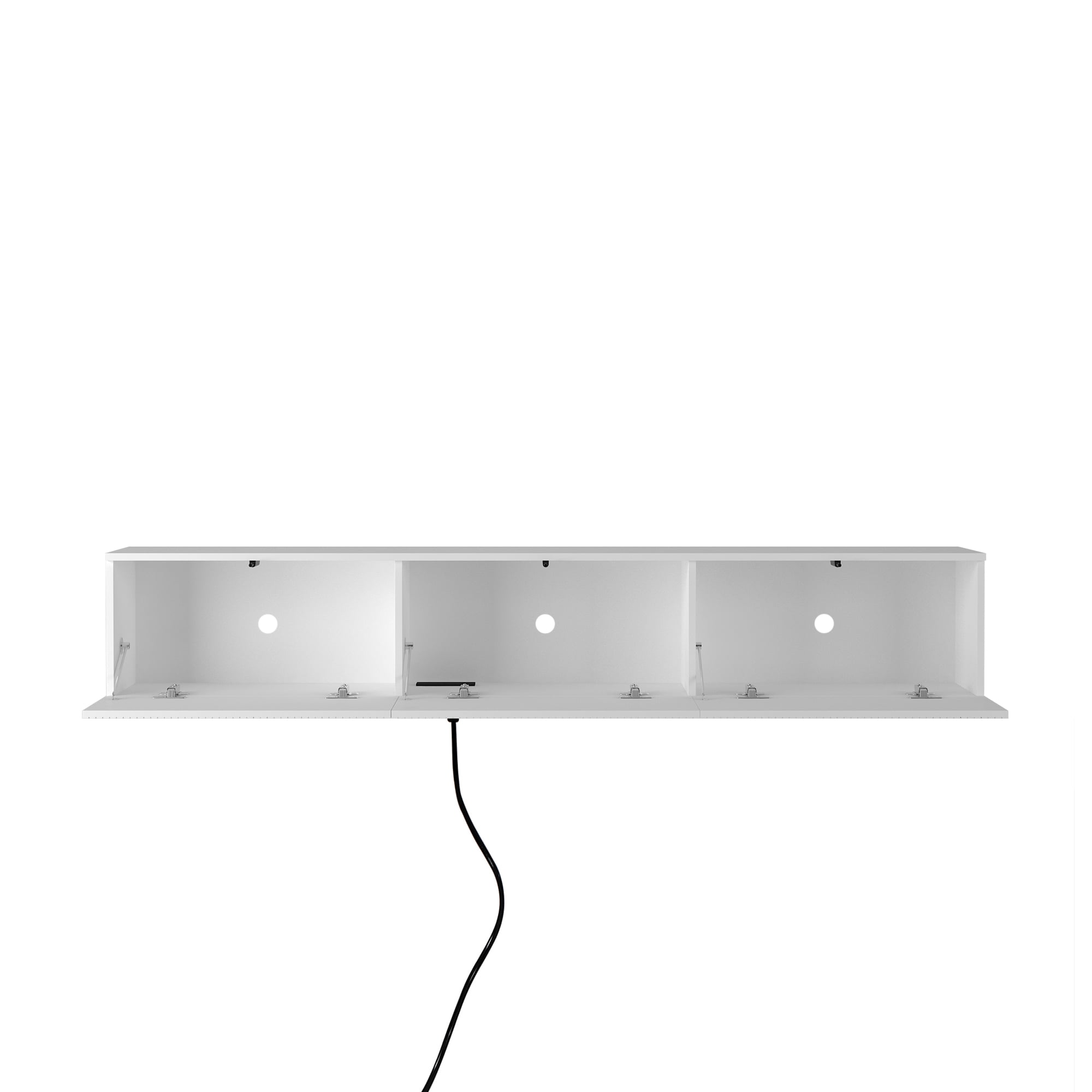 Yoneston Wall Mounted Floating TV Stand wih LED for 55/60/65inch TV, 69" Modern TV Stand with Drawer, High Gloss Entertainment Center for Living Room, White